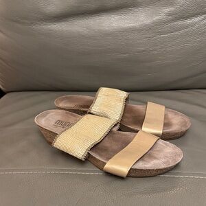 Munro Metallic Gold and Tan Sandals
